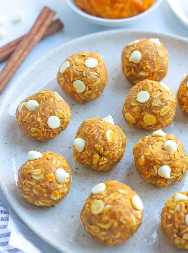 energy bites with oats and nut butter, quick easy fall desserts