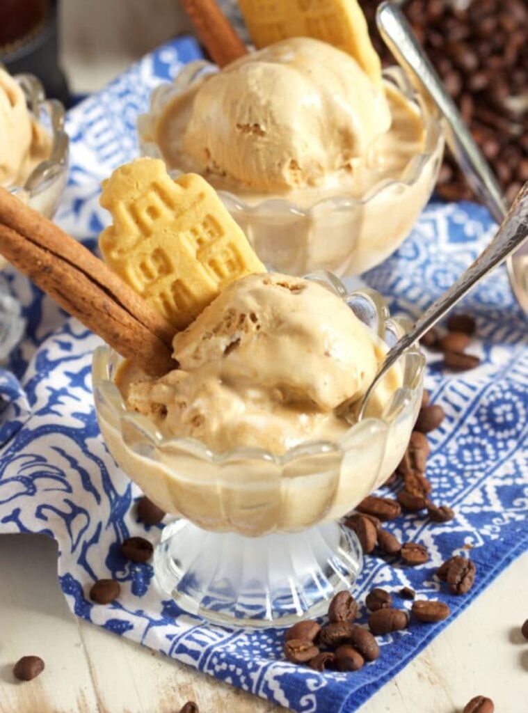 espresso poured over ice cream with pumpkin spice, fun fall drink recipe