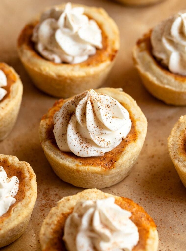 bite-sized fall pie recipe with whipped cream topping