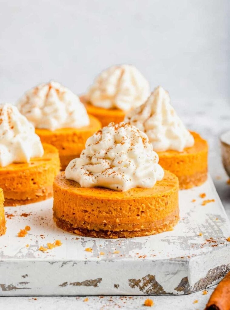 party-ready easy pumpkin cheesecake minis with cream topping