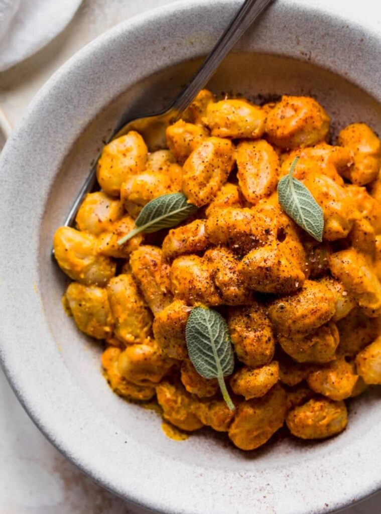 soft gnocchi with creamy pumpkin sauce, a fresh pumpkin recipe