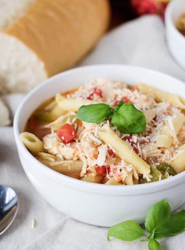 13 Easy Slow Cooker Chicken Parm Soup chicken parmesan inspired winter soups crockpot recipe