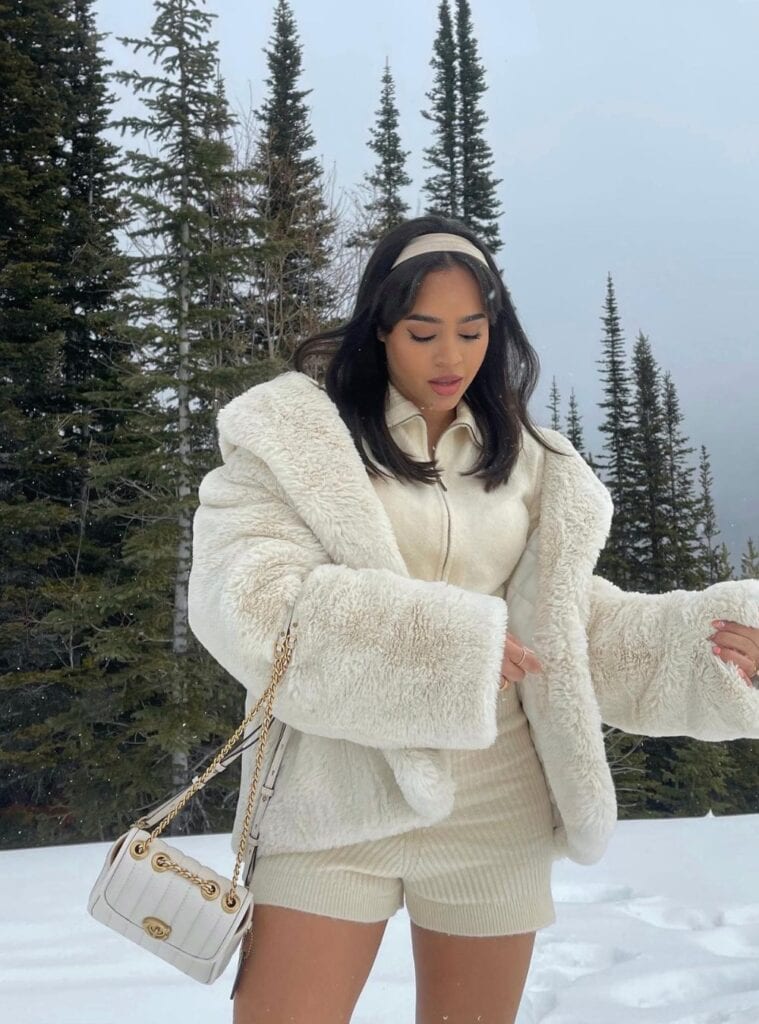 20 Teddy Jacket Ribbed Knit Romper Set and Quilted Bag white christmas outfit teddy jacket knit romper