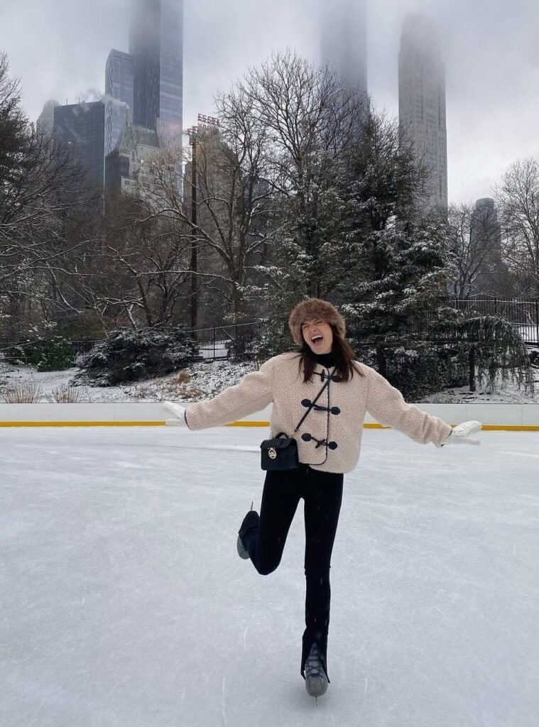 5 Cream Shearling Jacket with Toggle Clasps Russian Hat 5 Cream Shearling Jacket with Toggle Clasps Russian Hat