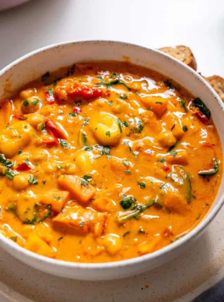 10 Cozy Dairy Free Chickpea Soup bowl of chickpea soup, healthy christmas appetizer