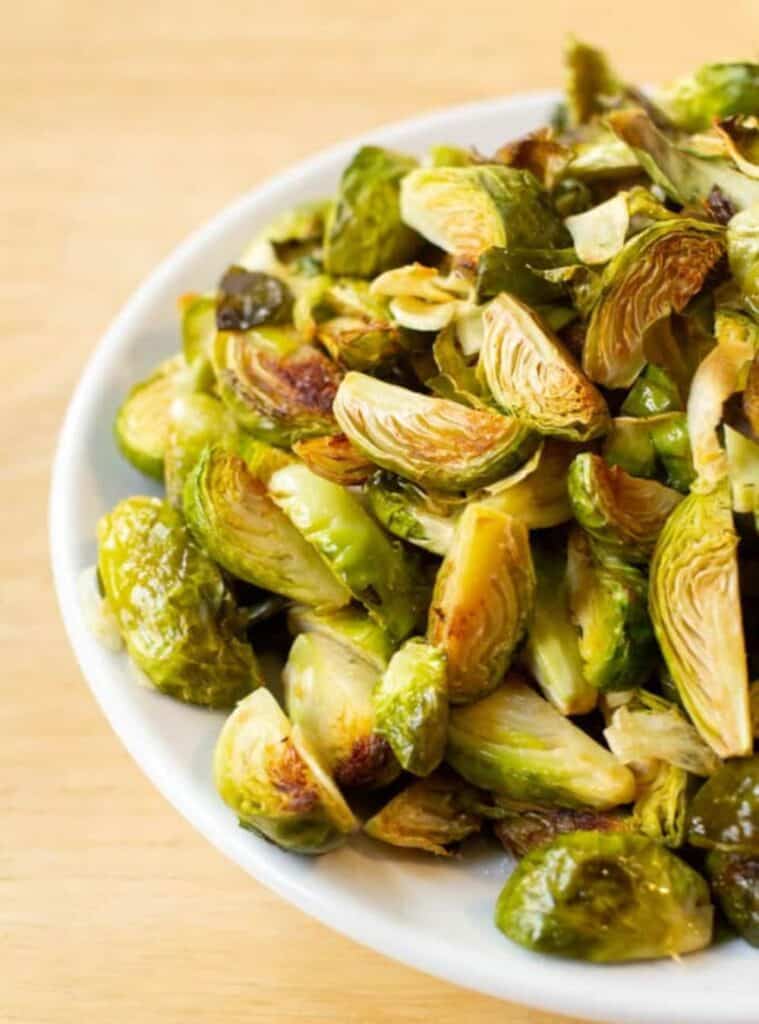 12 Crispy Keto Roasted Brussels Sprouts with Garlic Butter roasted brussels sprouts with garlic, keto christmas appetizer