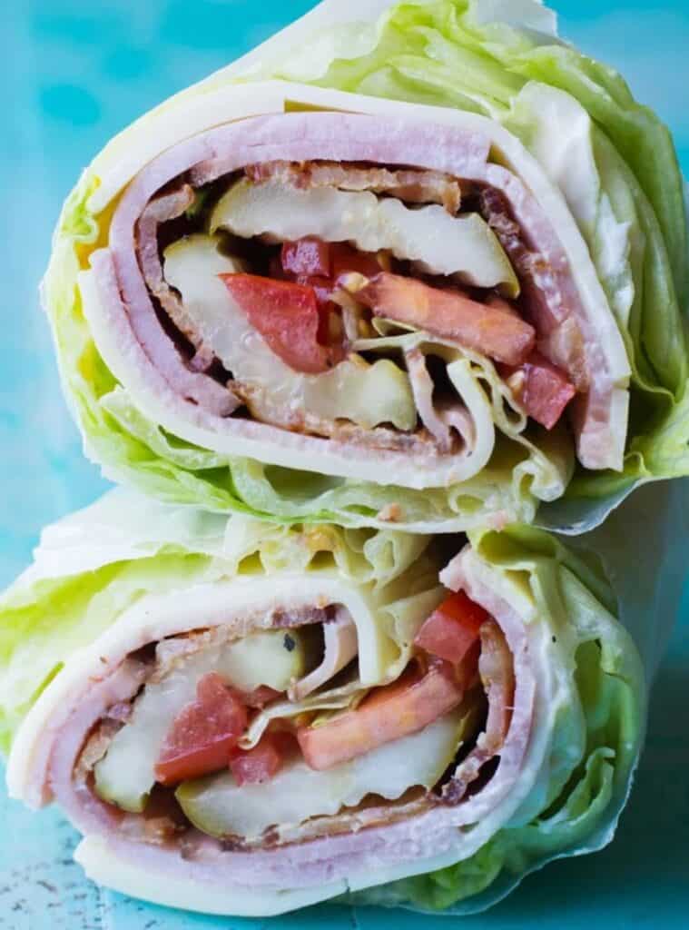 13 Easy Keto Lettuce Wraps lettuce wraps with turkey and bacon, healthy christmas appetizer