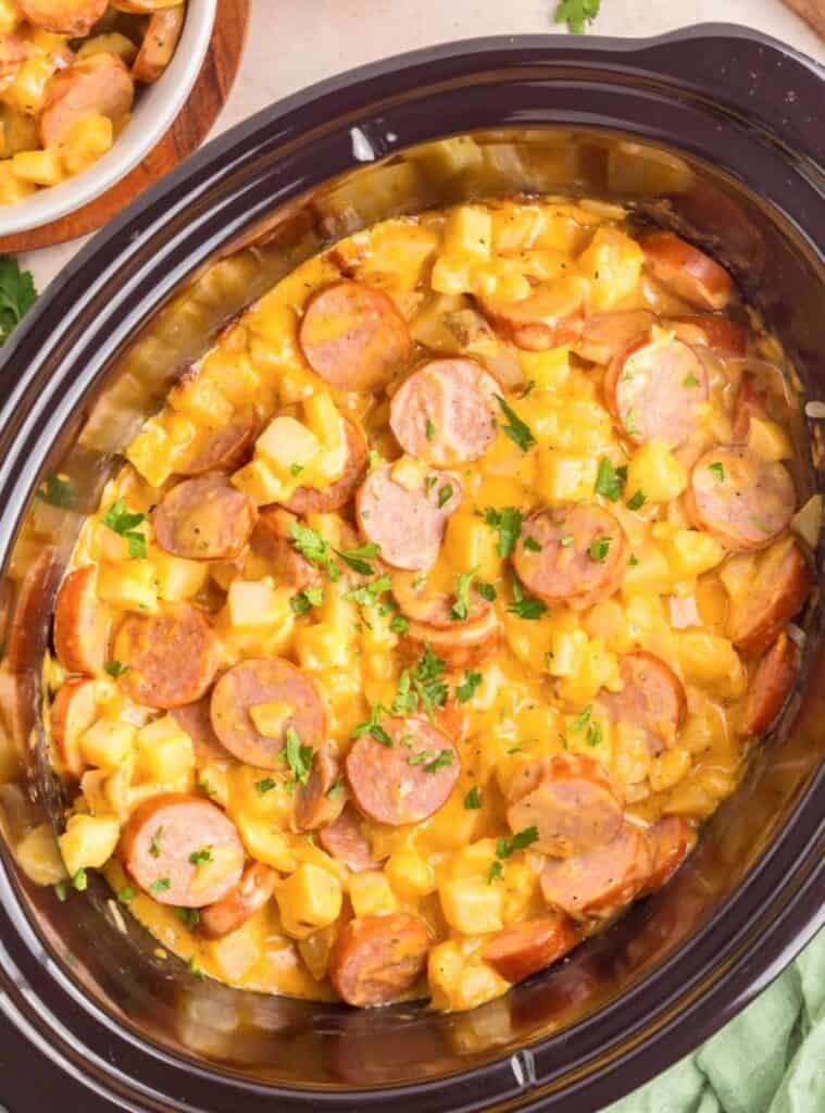 4 Savory Crockpot Veggie Kielbasa Potatoes hearty kielbasa and potatoes perfect for easy christmas eve dinner ideas