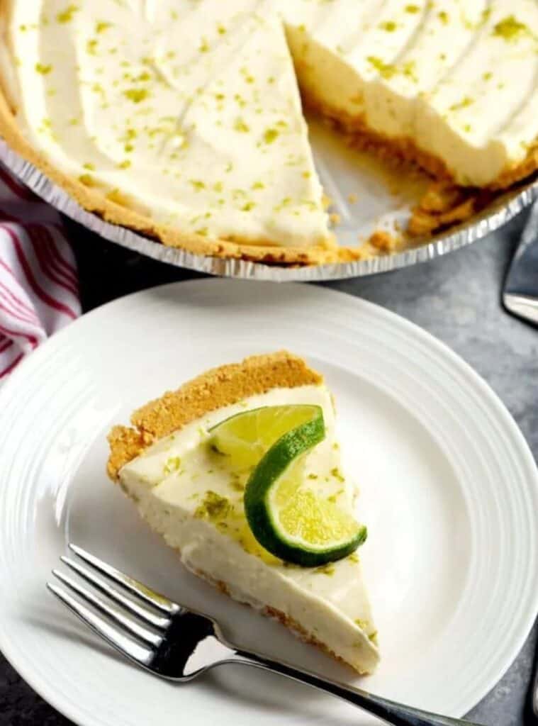 7 Easy Key Lime Pie – Creamy Tangy Refreshing key lime pie slice, bright christmas party dessert