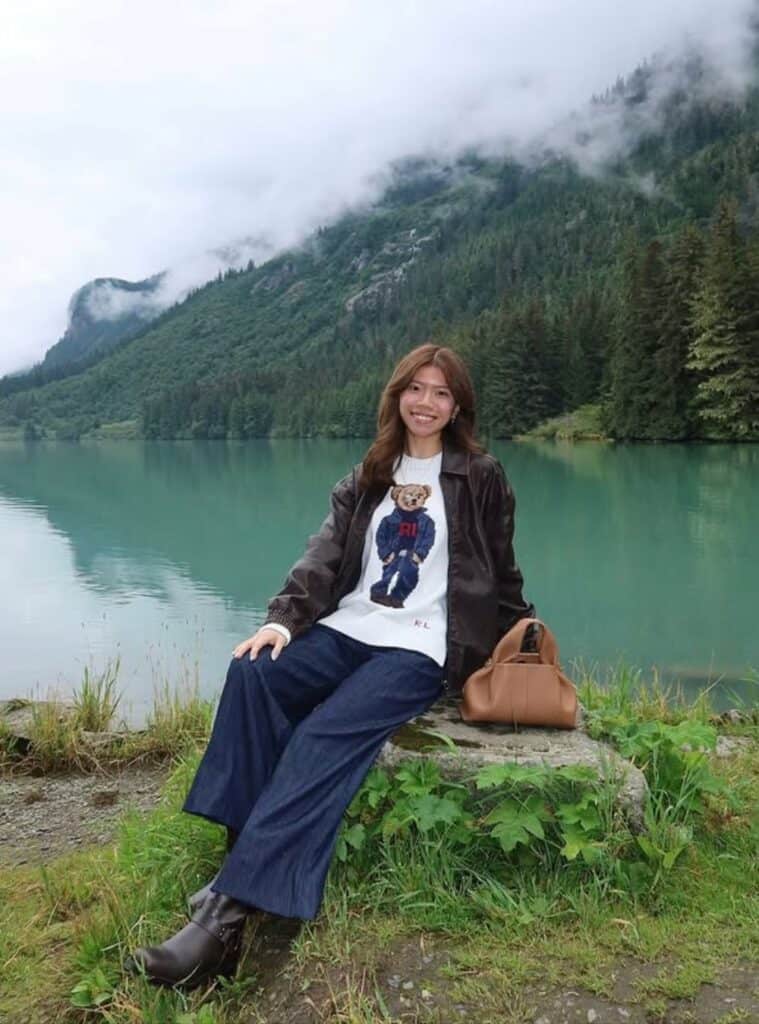 11 Dark Brown Leather Jacket Graphic Sweater Dark Wash Wide Leg Jeans brown leather jacket graphic sweater wide leg jeans winter cruise style