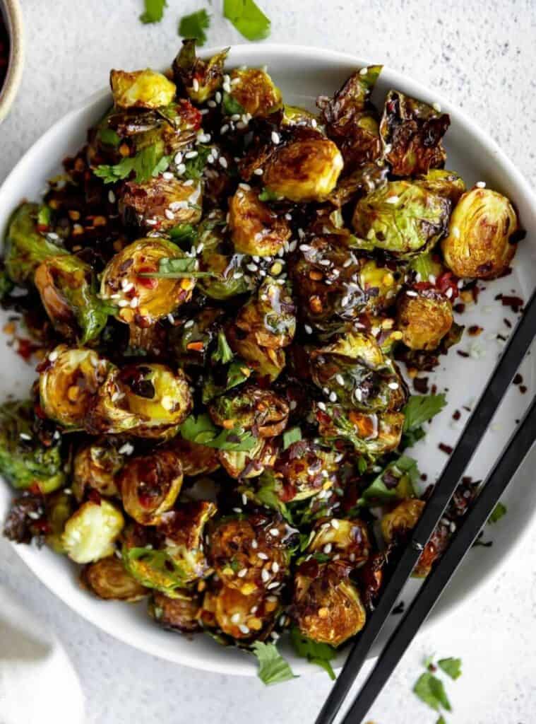 11 Healthy Air Fryer Brussels Sprouts brussels sprouts with crisp outer leaves