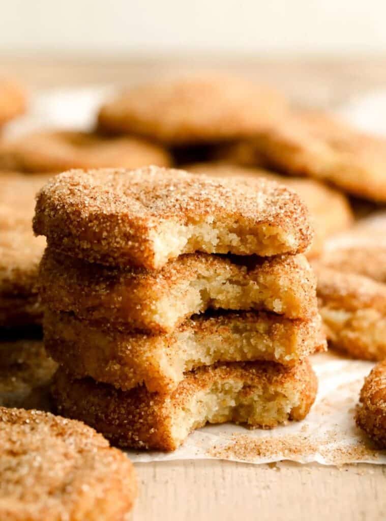 12 Soft Vegan Snickerdoodle Cookies cinnamon sugar snickerdoodle cookies with a soft bite