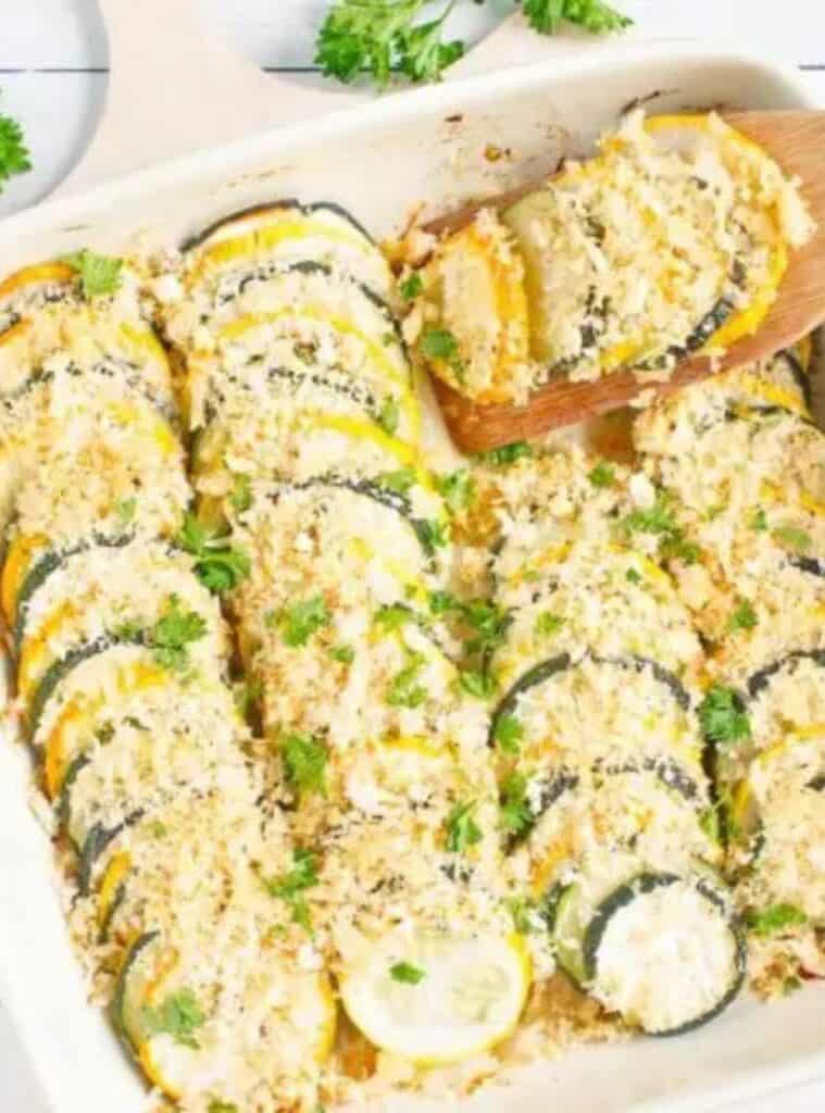 14 Healthy Zucchini and Summer Squash Casserole zucchini and squash casserole baked together