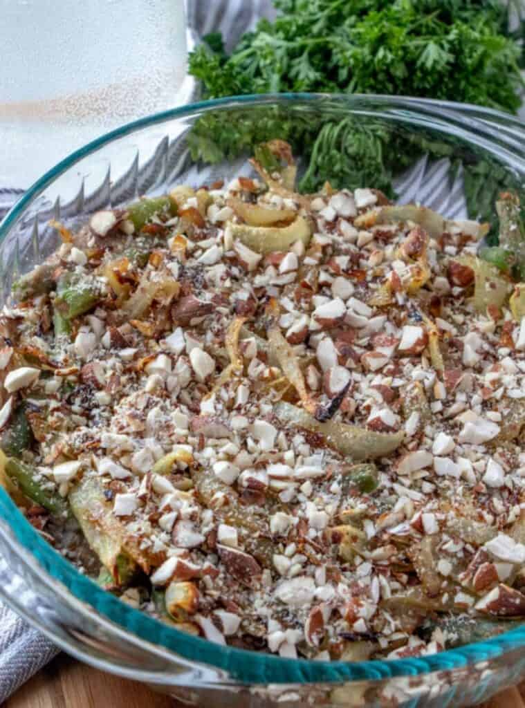 17 Easy Green Bean Casserole green bean casserole in baking dish