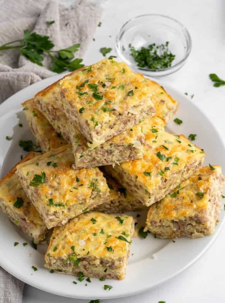 8 High Protein Breakfast Casserole protein-packed breakfast casserole sliced and served
