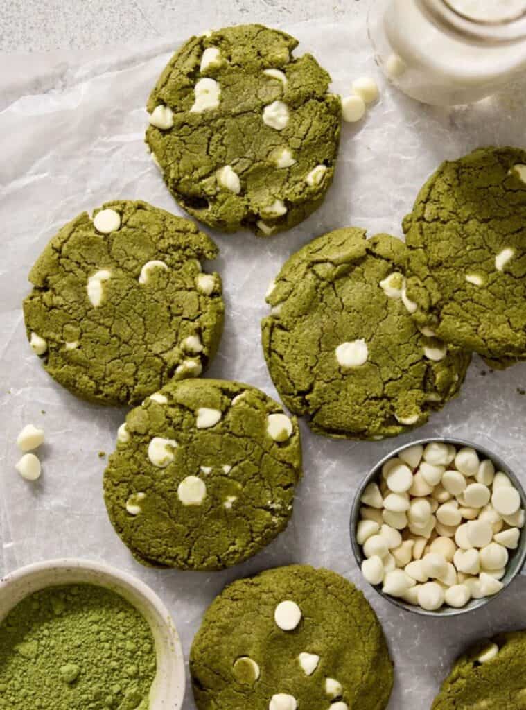 9 Vegan White Chocolate Matcha Cookies – Soft Trendy matcha cookies with white chocolate pieces